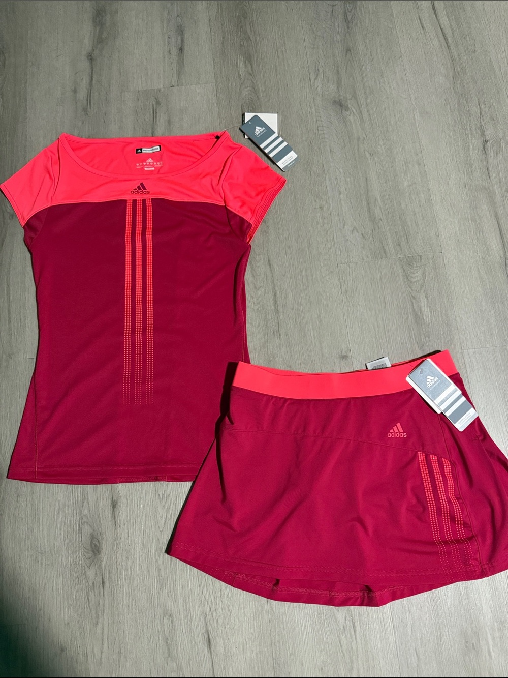 adidas Women’s Magenta and Coral Athletic Skort & Top Set